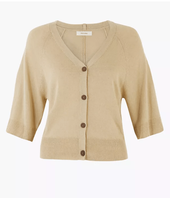 Per Una Ribbed Button Front Cropped Cardigan