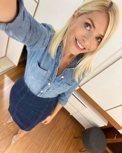 Where to get Holly Willoughby This Morning outfit today blue denim shirt blue denim pencil skirt 29 June 2020 Photo Holly Willoughby