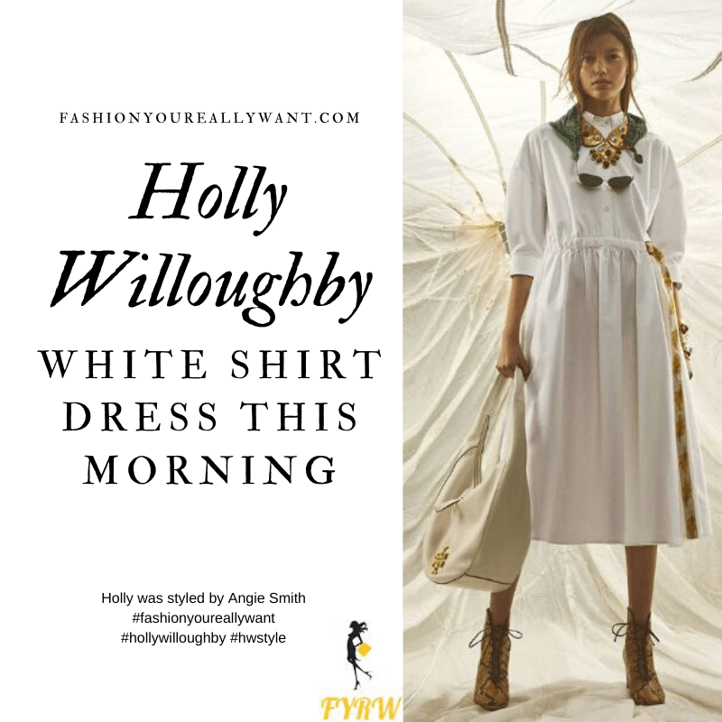 Where to get all Holly Willoughby This Morning outfits blog July 2020 white midi shirt dress