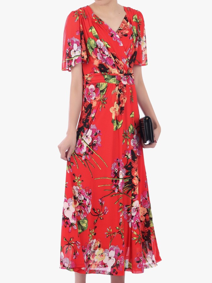 Jolie Moi Floral Print Mesh Maxi Dress