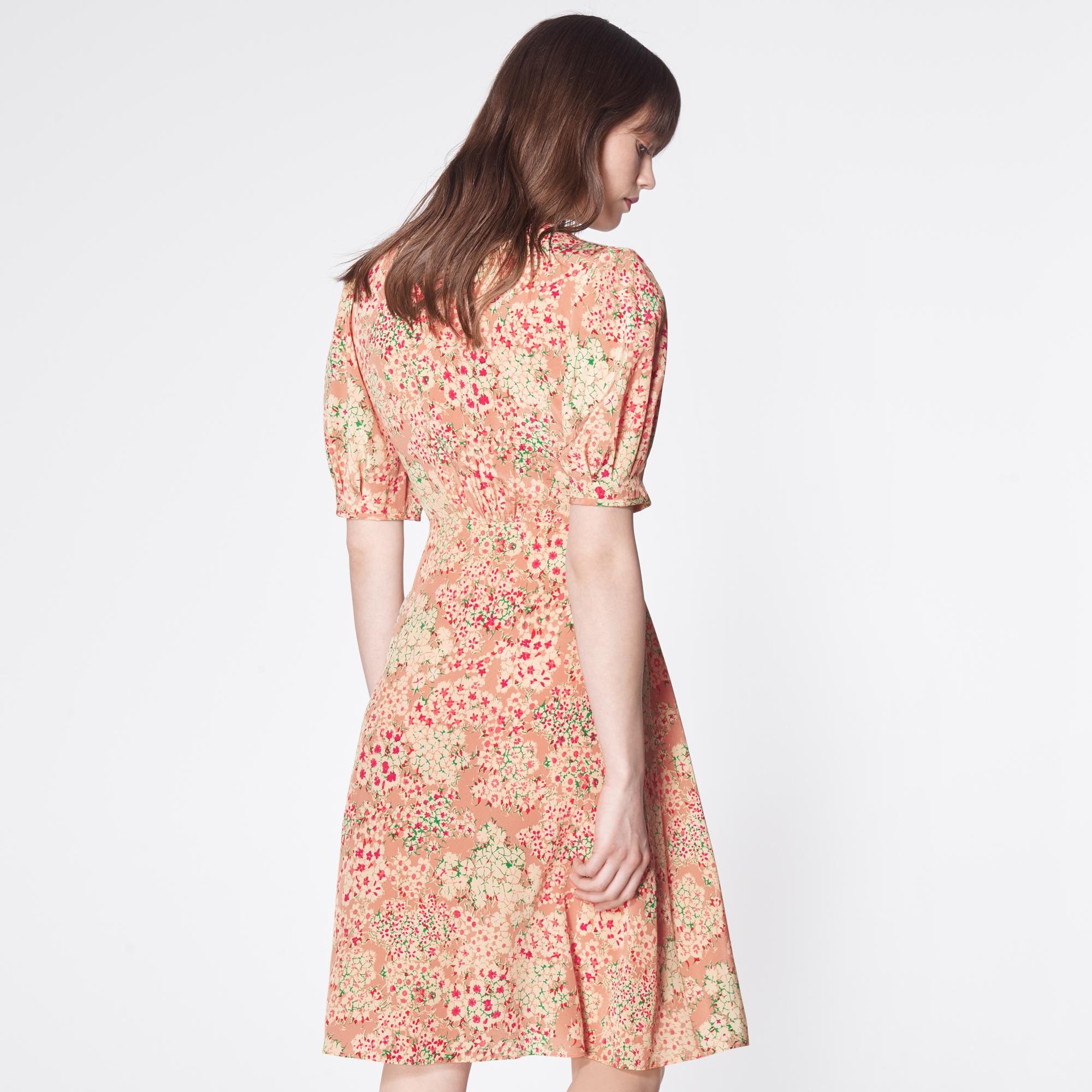 LK Bennett Marceau Impressionist Floral Print Silk Dress back view