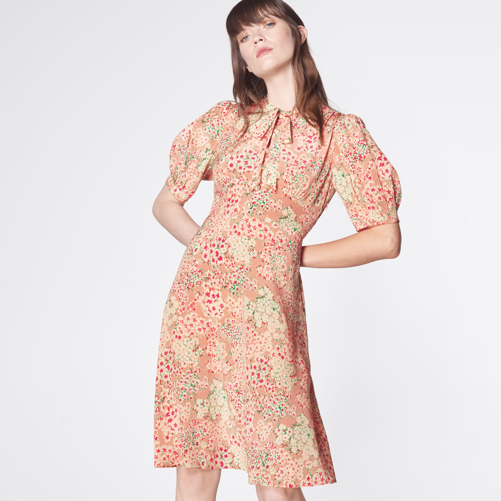 LK Bennett Marceau Impressionist Floral Print Silk Dress