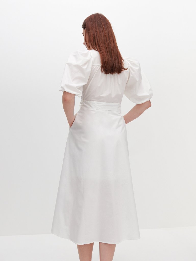 Reserved Shirt Dress with Puff Sleeves back view