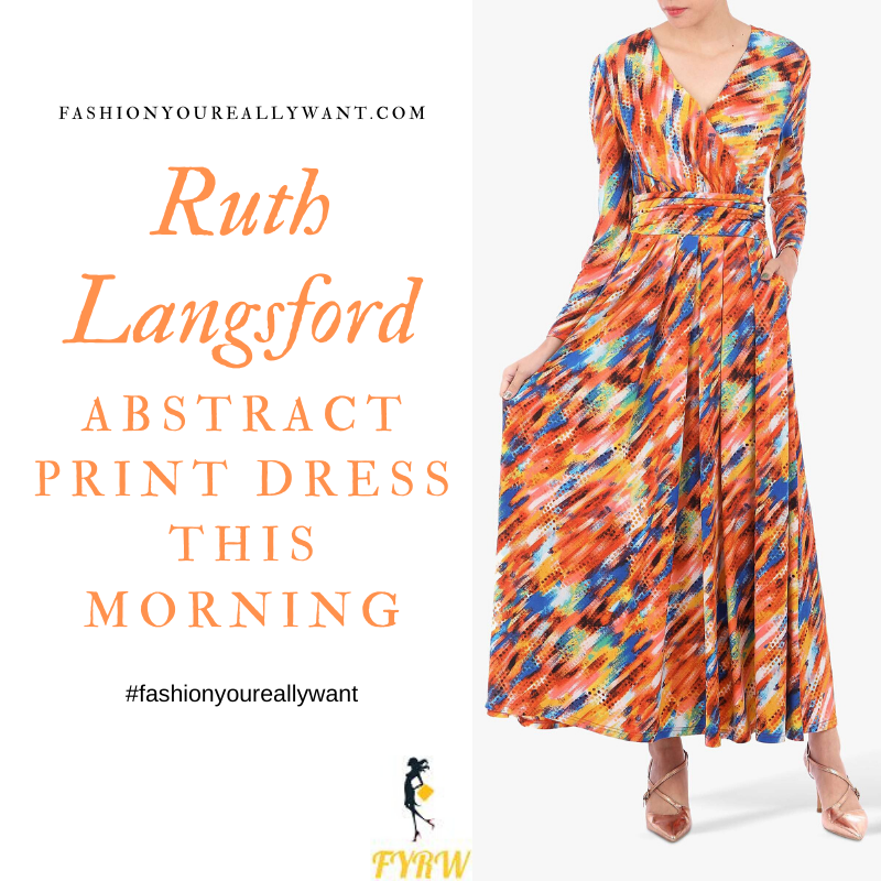 Where to get all Ruth Langsford This Morning outfits blog July 2020 rainbow multi colour abstract wrap front maxi