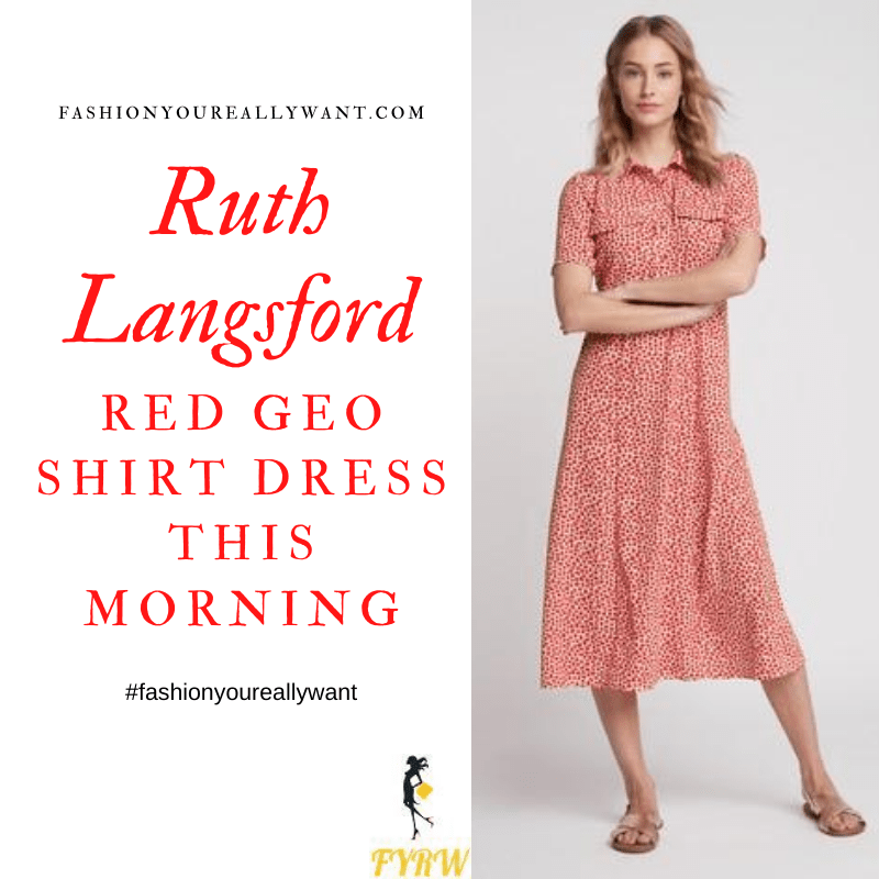 Where to get all Ruth Langsford This Morning outfits blog July 2020 white red geo spot print midi shirt dress