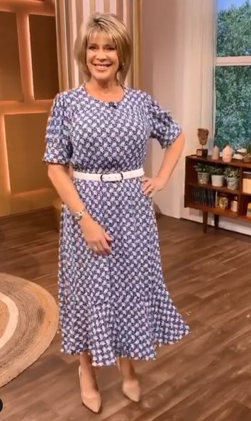 where to get all Ruth Langsford this Morning dresses blue and white print dress 28 July 2020 Photo Ruth Langsford