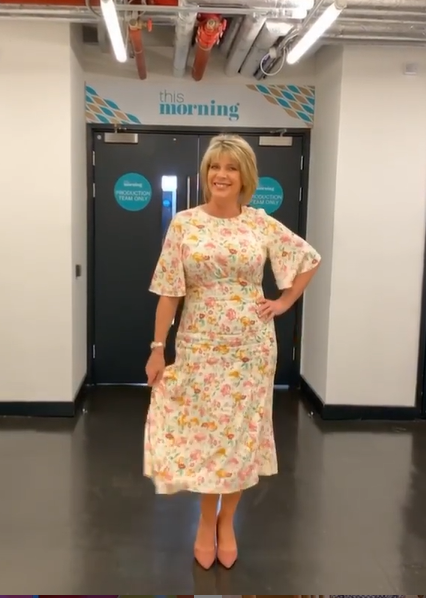 where to get all Ruth Langsford This Morning dresses white angel sleeve floral print dress 30 July 2020 Photo Ruth langsford