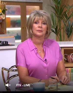 where to get Ruth Langsford this Morning pink top shirt black trousers 15 July 2020 photo ITV
