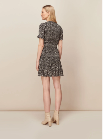 Whistles Yasmin Spot Shirred Dress back view