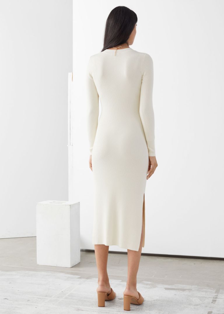 And Other Stories Belted Rib Midi Dress back view