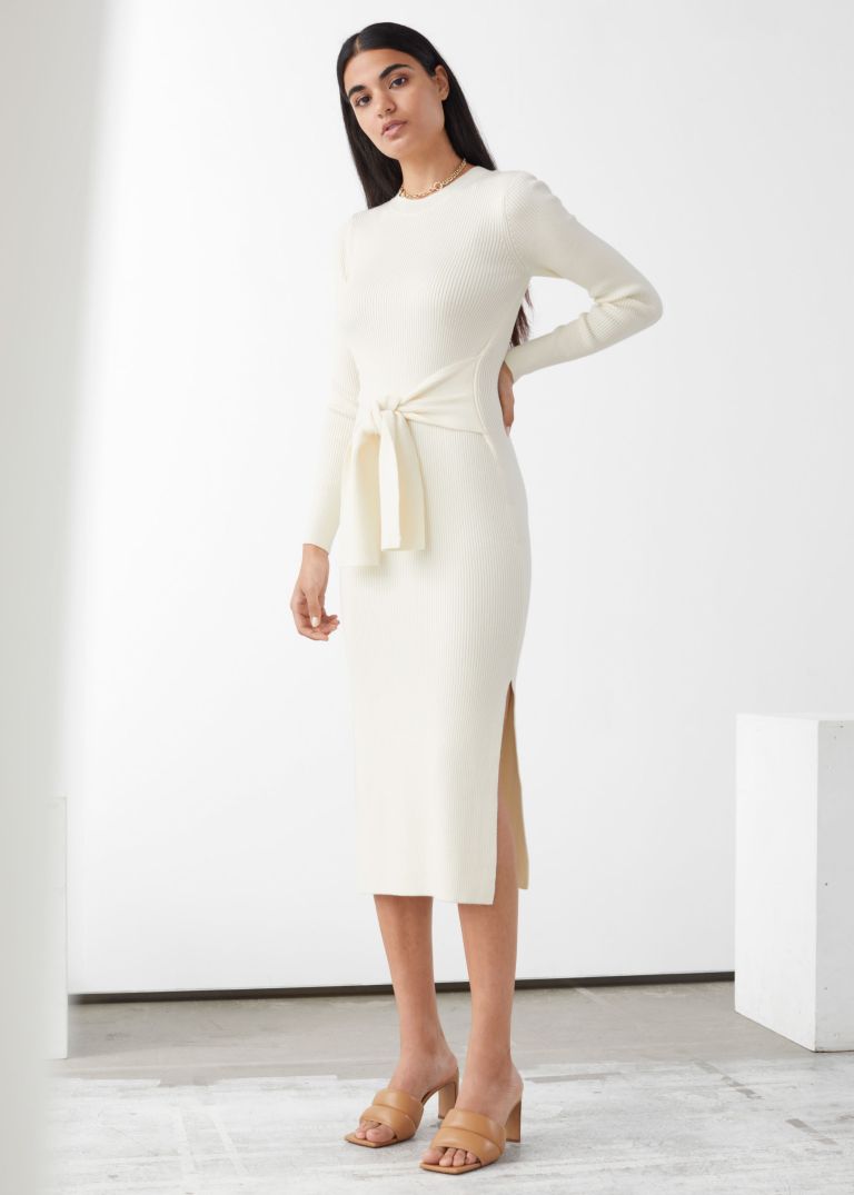 And Other Stories Belted Rib Midi Dress