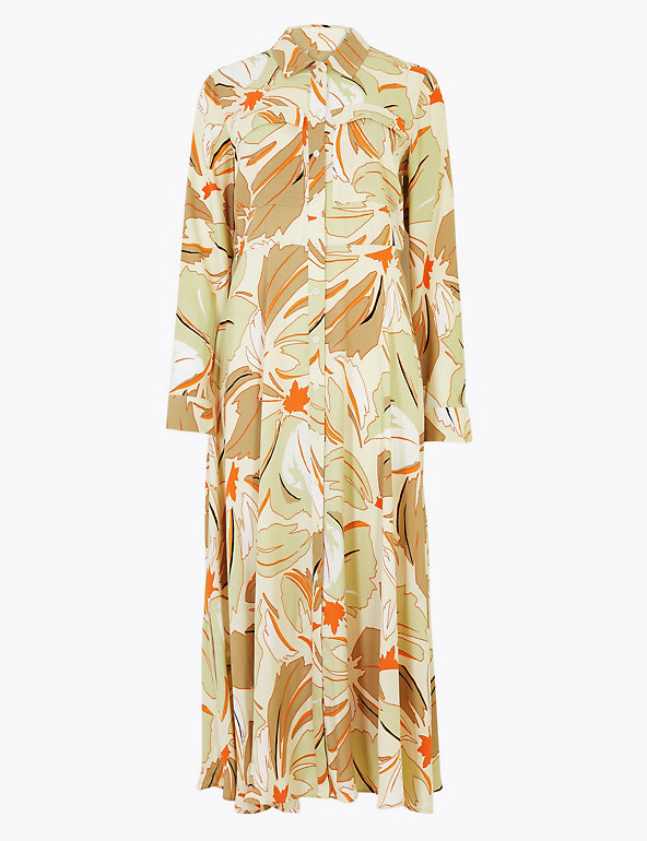 Autograph Floral Print Midi Shirt Dress