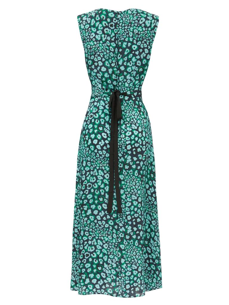 CEFINN Rosie Leopard Pansy-print crepe dress back view