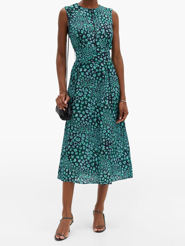 CEFINN Rosie Leopard Pansy-print crepe dress