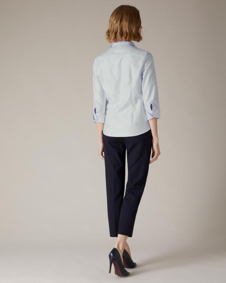 Jaeger Light Blue Herringbone Cotton Shirt back view