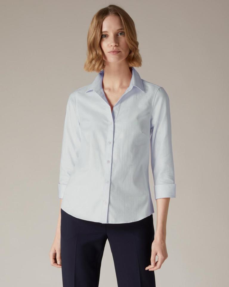 Jaeger Light Blue Herringbone Cotton Shirt