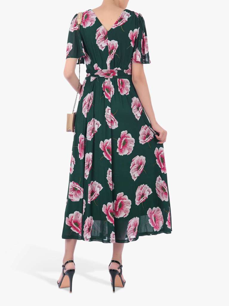 Jolie Moi Floral Print Mesh Maxi Dress back view