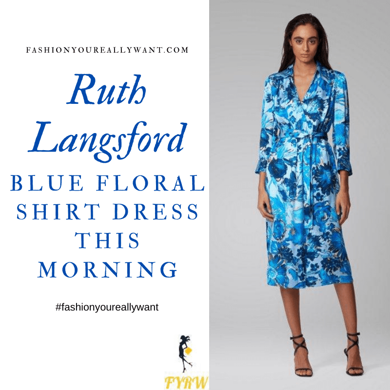 Where to get all Ruth Langsford This Morning outfits blog August 2020 blue floral shirt dress