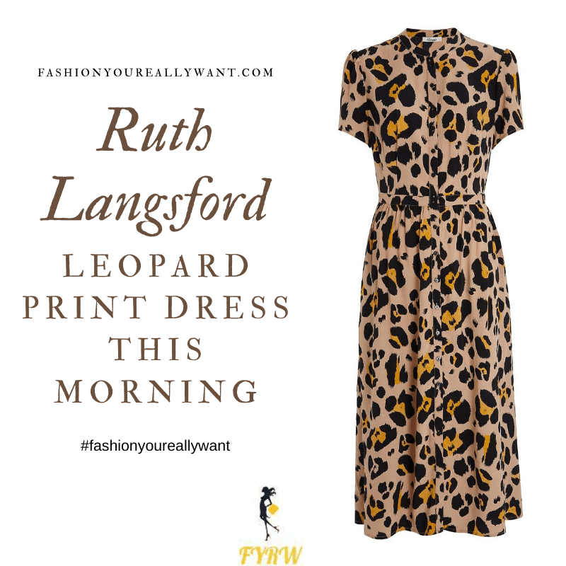 Where to get all Ruth Langsford This Morning outfits blog August 2020 oversized leopard print shirt dress short sleeves