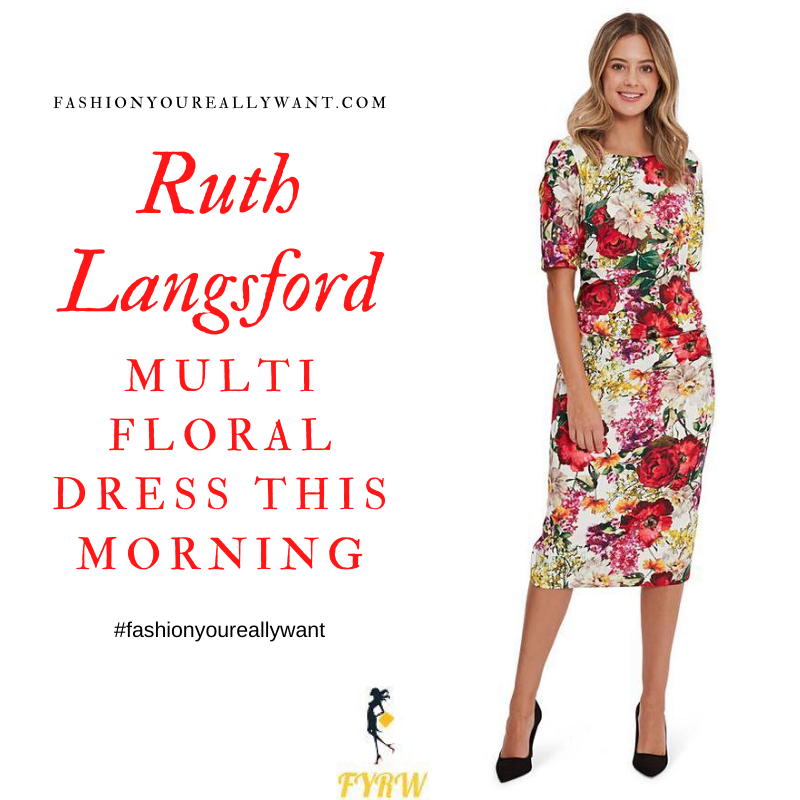Where to get all Ruth Langsford This Morning outfits blog August 2020 multi poppy floral short sleeve dress