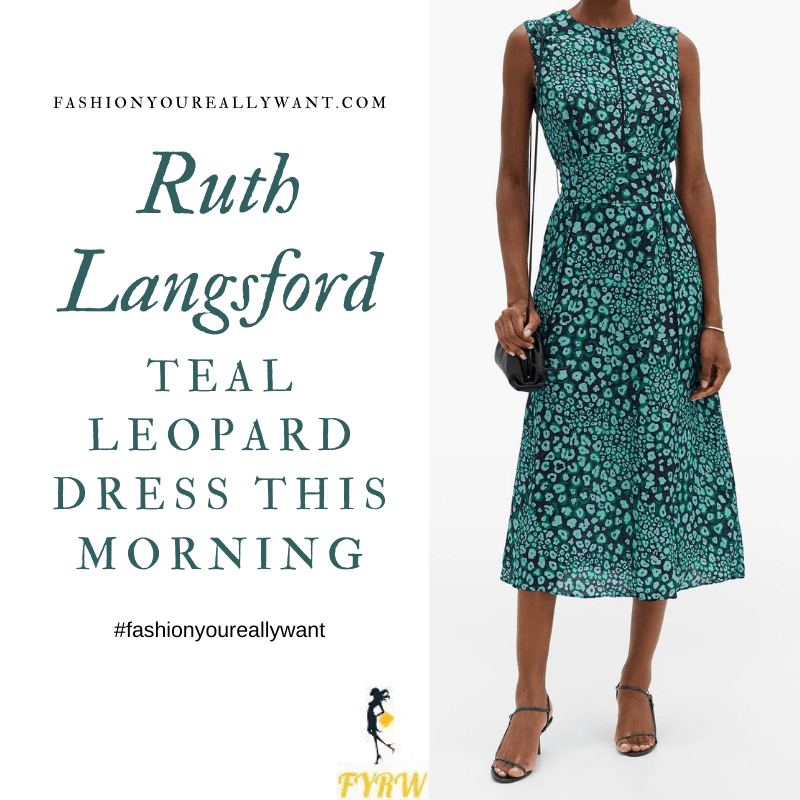 Where to get all Ruth Langsford This Morning outfits blog August 2020 black teal green leopard pansy print sleeveless dress