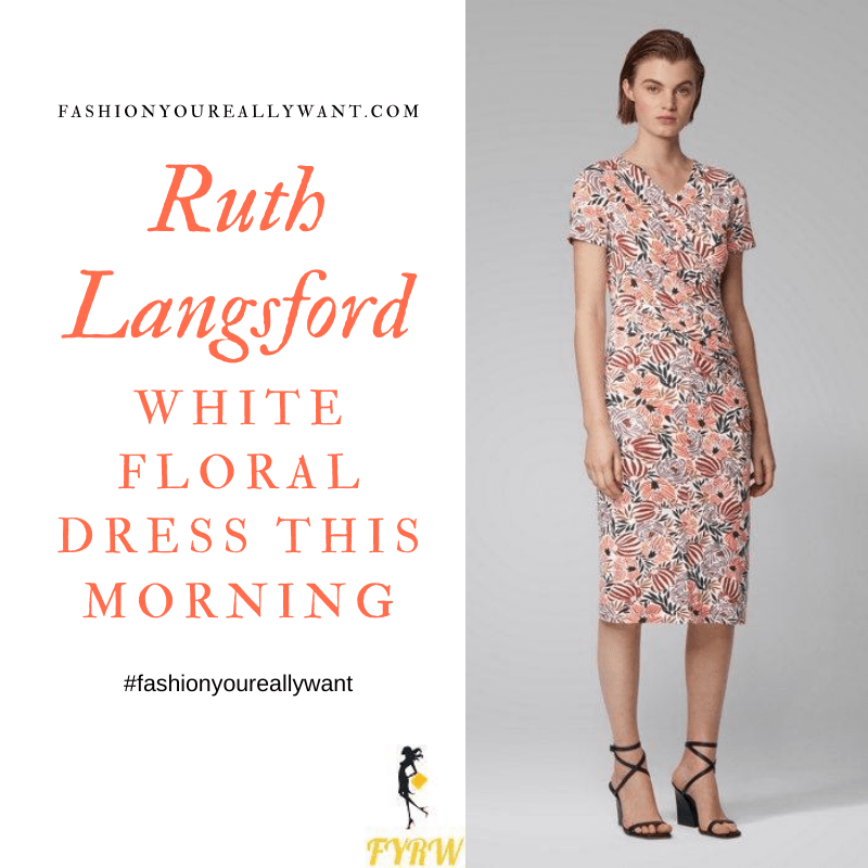 Where to get all Ruth Langsford This Morning outfitsd blog white floral print dress pink suede court shoes
