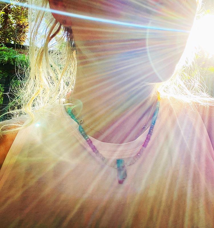 where to get Holly Willoughby rainbow necklace August 2020 Photo Holly Willoughby