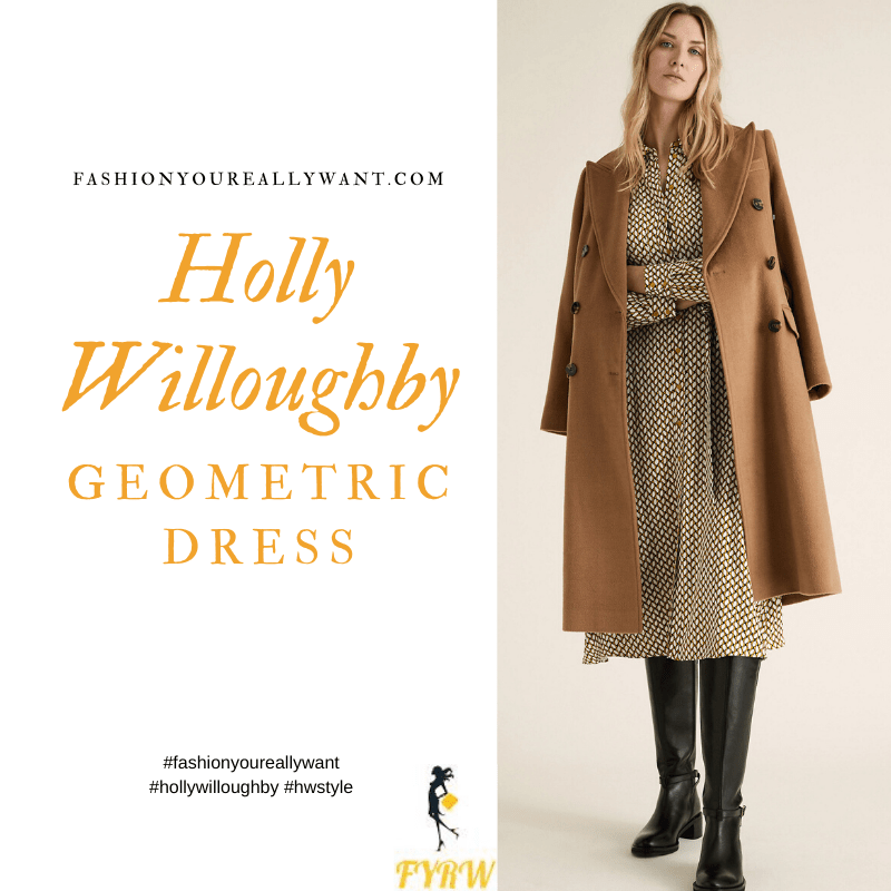 Where to get all Holly Willoughby outfits blog September 2020 M&S drop geometic dress children make-up