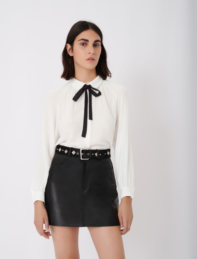 Maje Flowing Shirt With Pussy-Bow Collar
