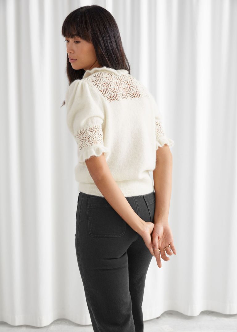And Other Stories Ruffled Puff Sleeve Knit Top back view