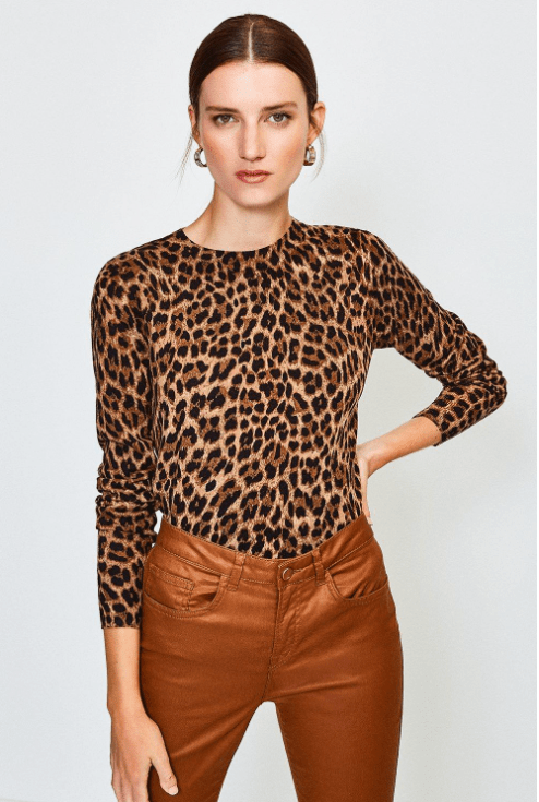 Karen Millen Animal Print Crew Jumper