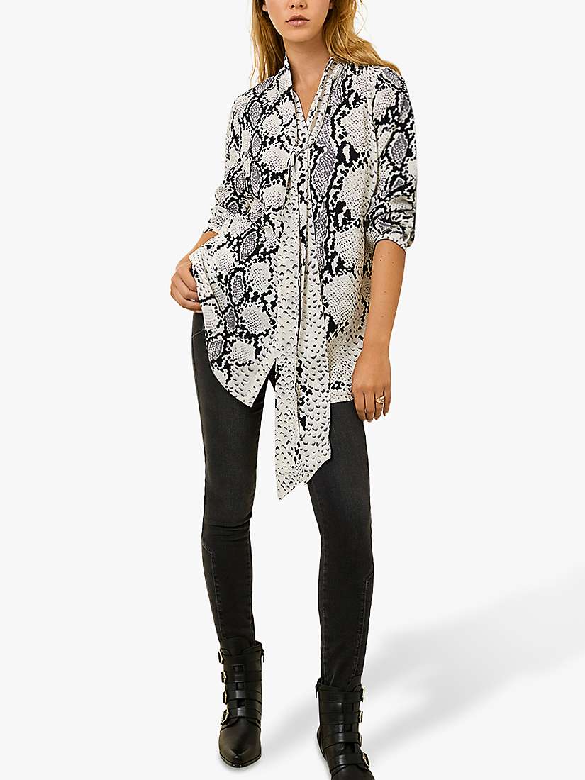 Mint Velvet Josephine Monochrome Snake Print Longline Blouse v2