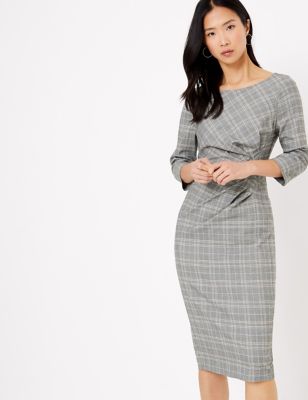 M&S Collection Checked Tailored Bodycon Dress