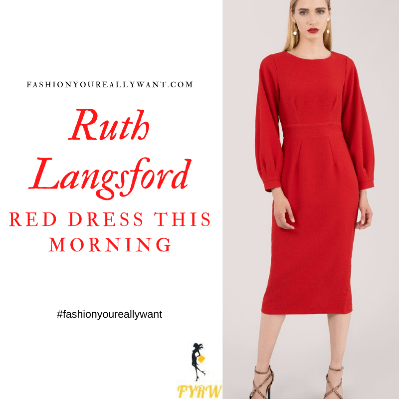 Where to get all Ruth Langsford This Morning outfits blog October 2020 red long sleeve fitted dress tie back