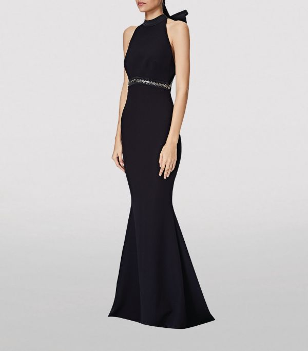 Safiyaa Halterneck Bow-Detail Gown