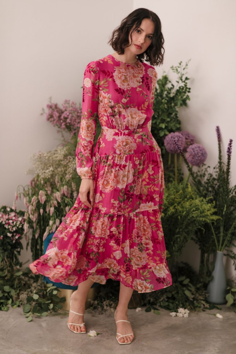 Sau Lee Faith Silk Chiffon Dress