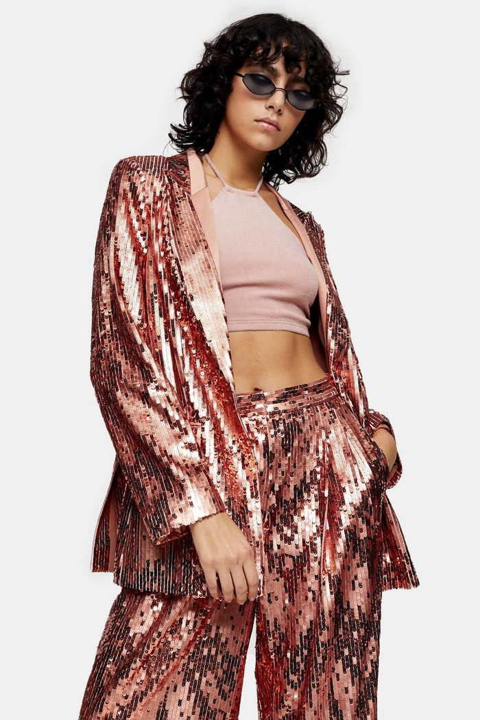 Topshop IDOL Copper Sequin Blazer
