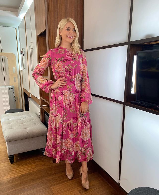 where to get all holly Willoughby This Morning dresses pink floral rose print dress 5 October 2020 Photo Holly Willoughby