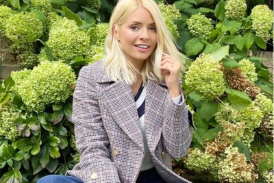 where to get Holly Willoughby check jacket black and white jumper 2 October 2020 Photo M&amp;S