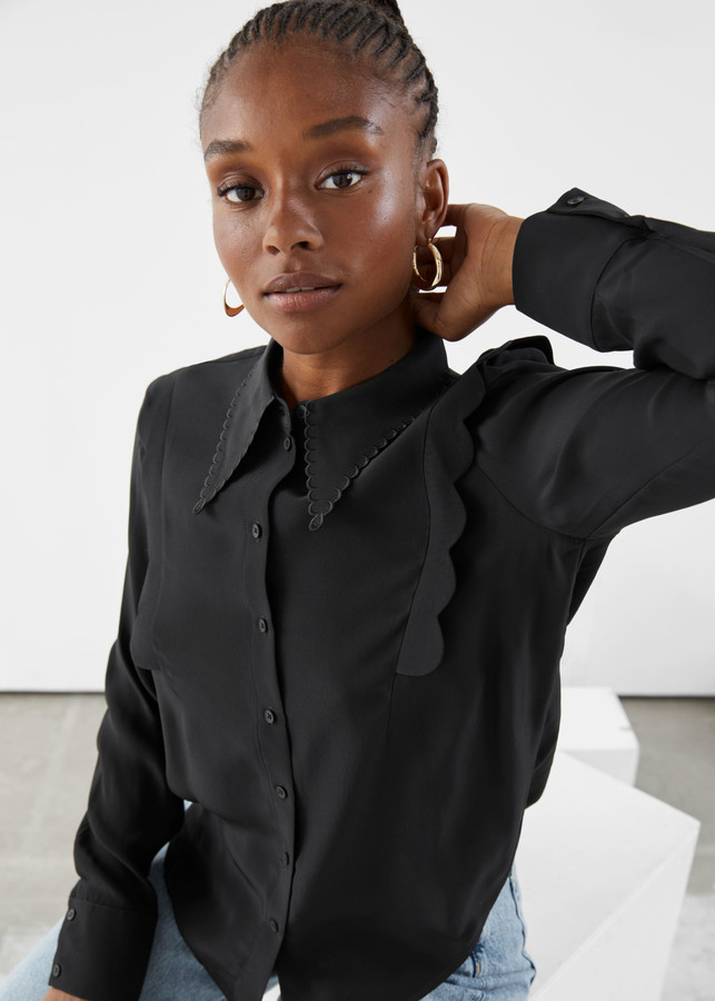 And Other Stories Scalloped Jacquard Shirt