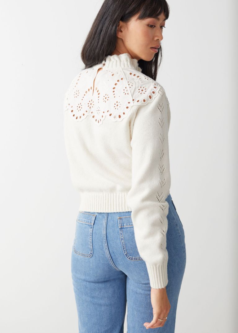 And Other Stories Wool Blend Scalloped Sweater back view