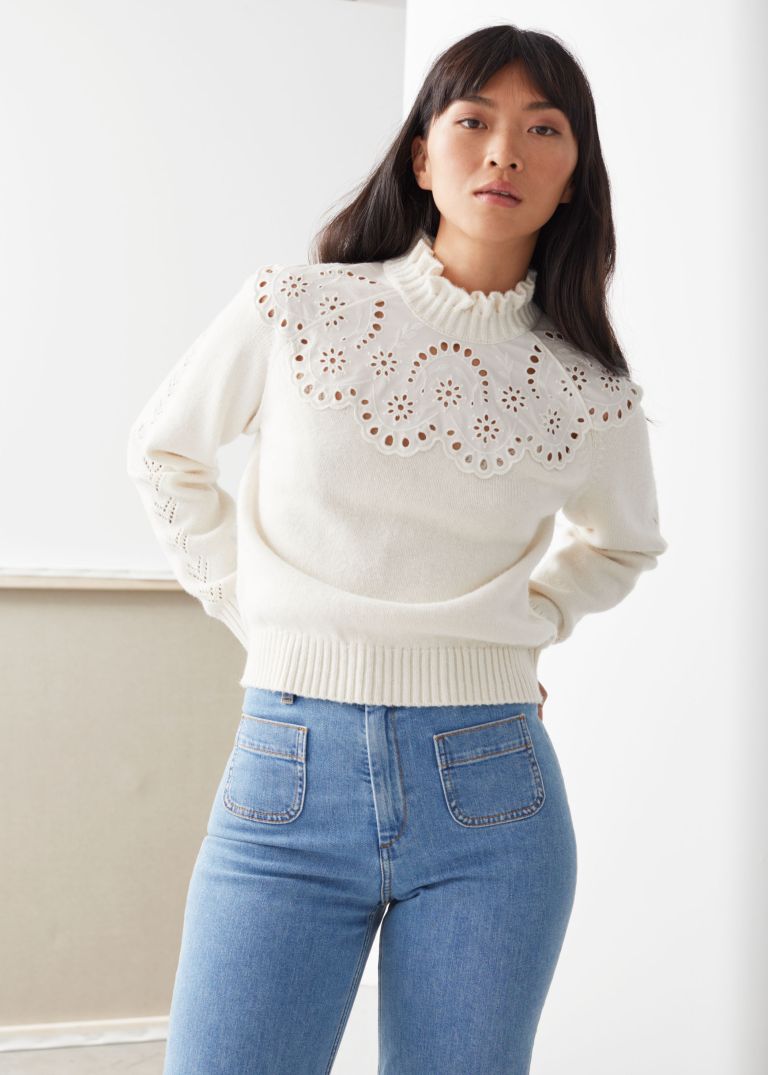 And Other Stories Wool Blend Scalloped Sweater