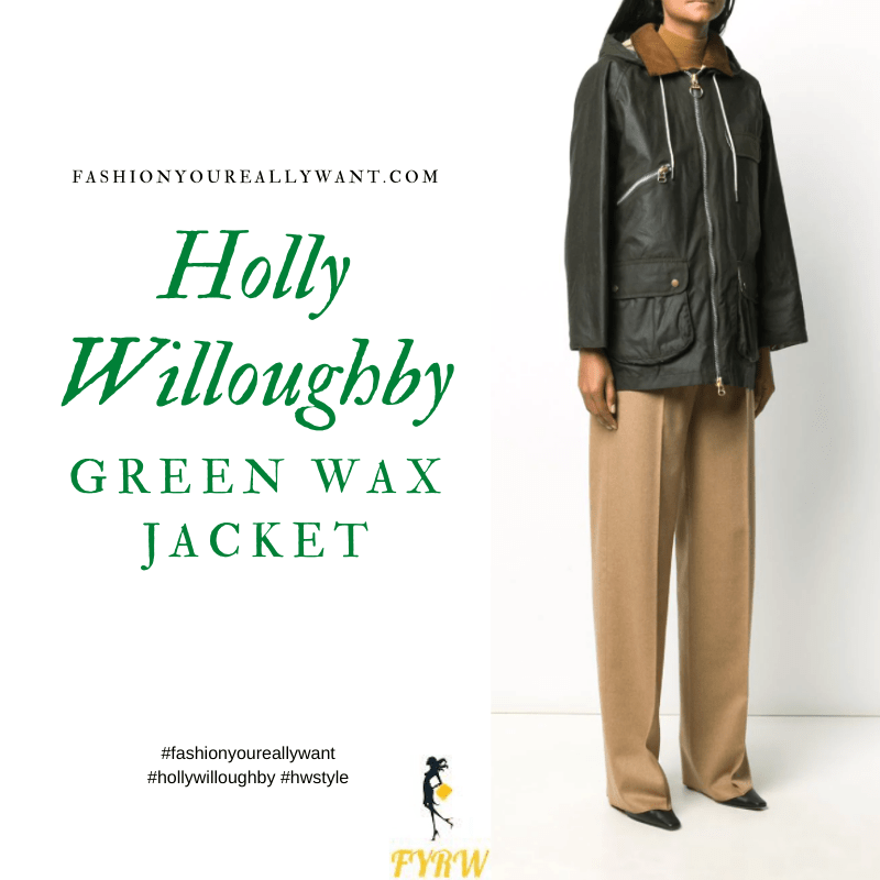 Where to get all Holly Willoughby outfits blog November 2020 green wax jacket black biker boots