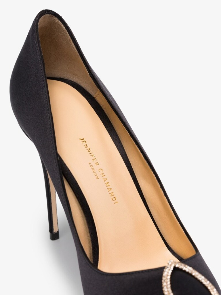 Jennifer Chamandi Black Lorenzo 105 Silk Pumps