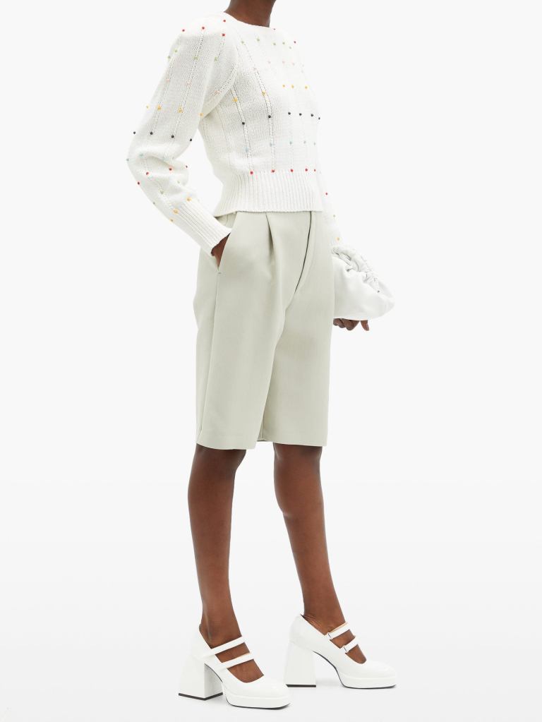 Joostricot Beaded Cable-knit Cotton-blend Sweater