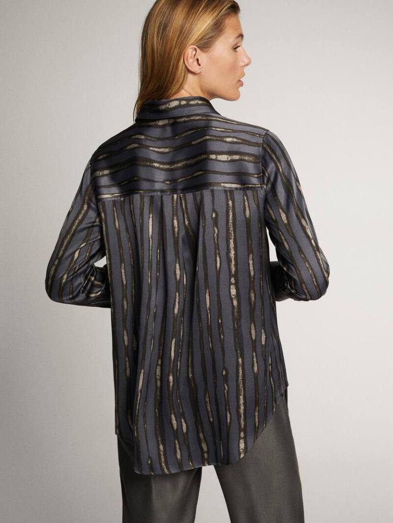 Massimo Dutti Stripe Graphic Print Shirt back view
