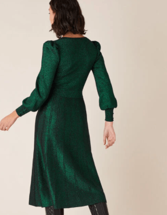 Monsoon Square Neck Metallic Knit Dress back view