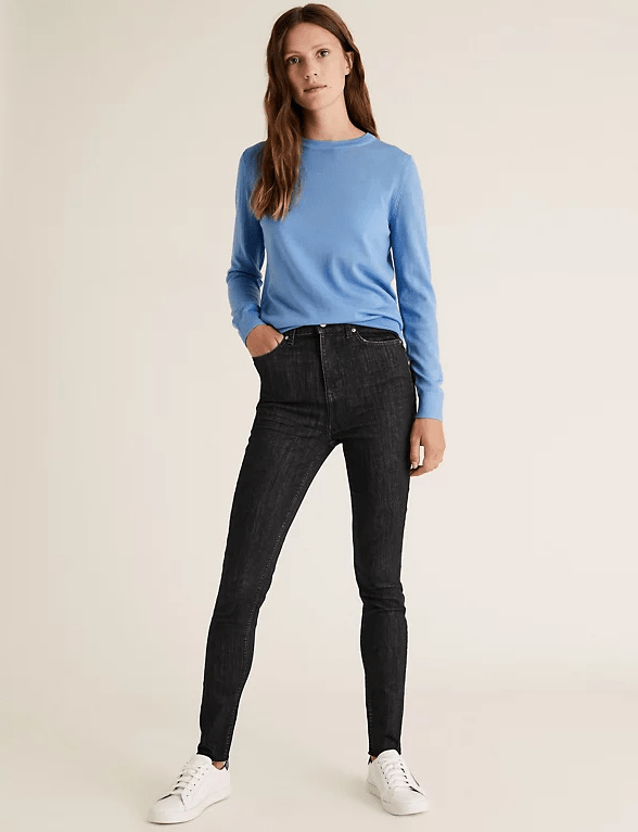 M&amp;S Collection Ivy High Waisted Distressed Skinny Jeans black