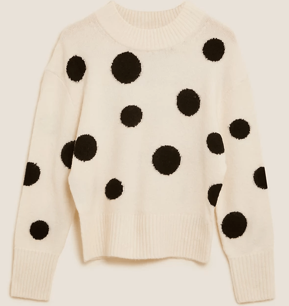 M&amp;S Collection Polka Dot Crew Neck Jumper