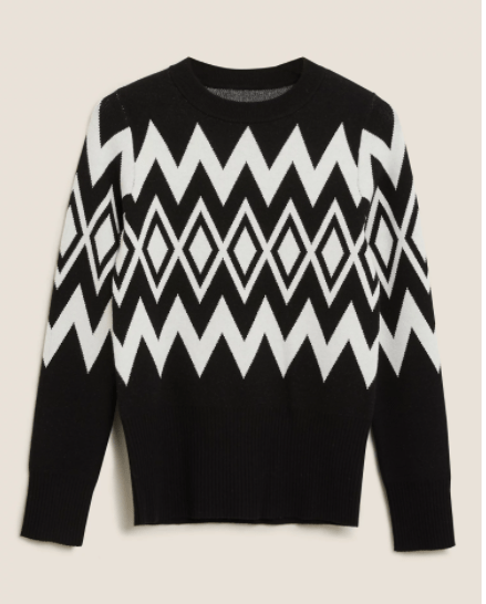 M&amp;S Collection Soft Touch Argyle Fitted Jumper